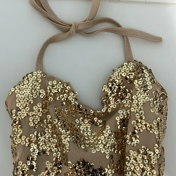 Gold draped skirt dance costume lyrical - Picture 5 of 13